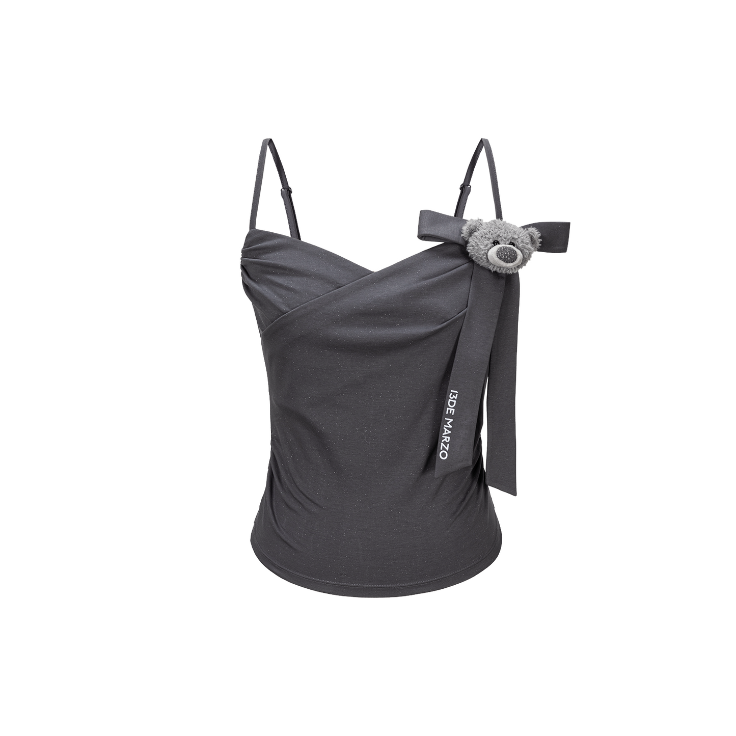 13DE MARZO Bear Shimmer Bow  Camisole Grey - 13DE MARZO