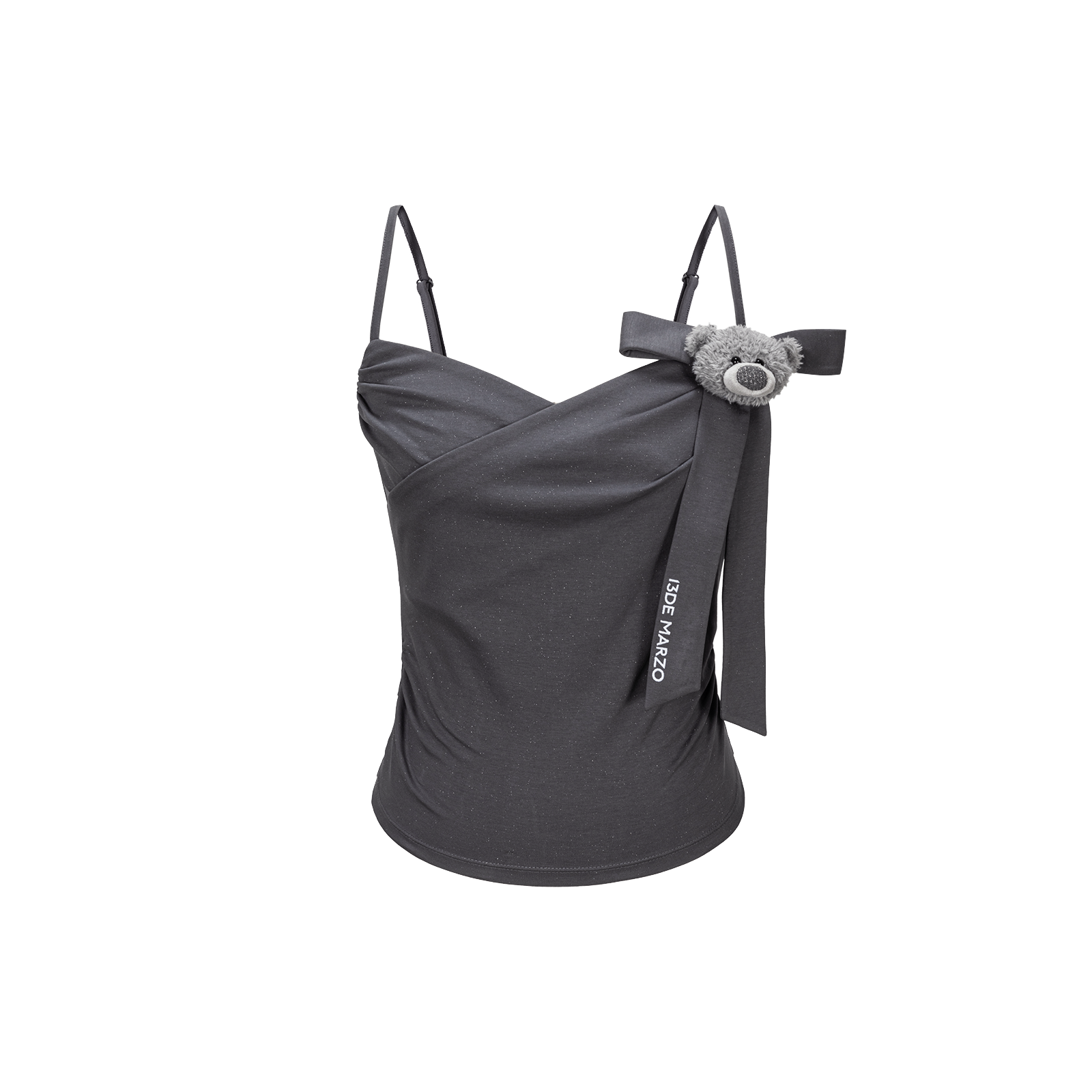 13DE MARZO Bear Shimmer Bow  Camisole Grey - 13DE MARZO