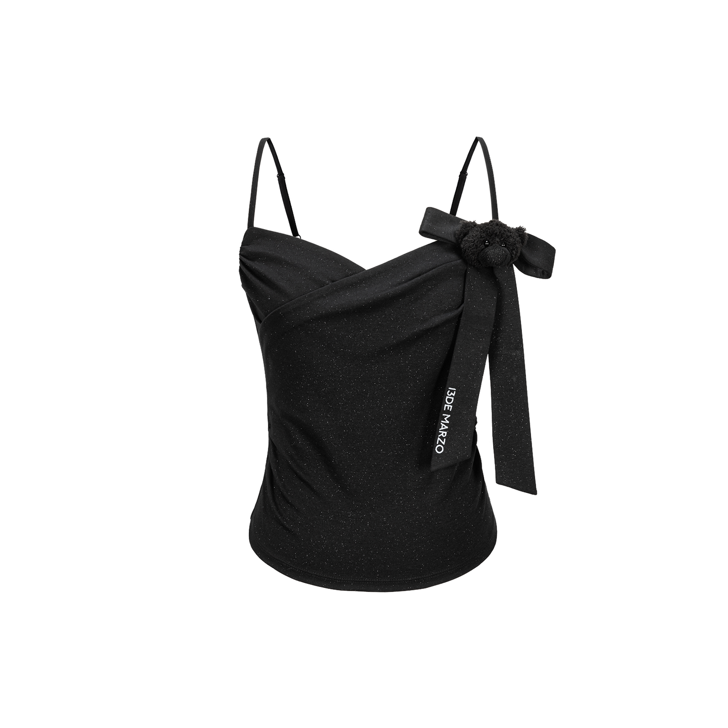 13DE MARZO Bear Shimmer Bow  Camisole Black - 13DE MARZO