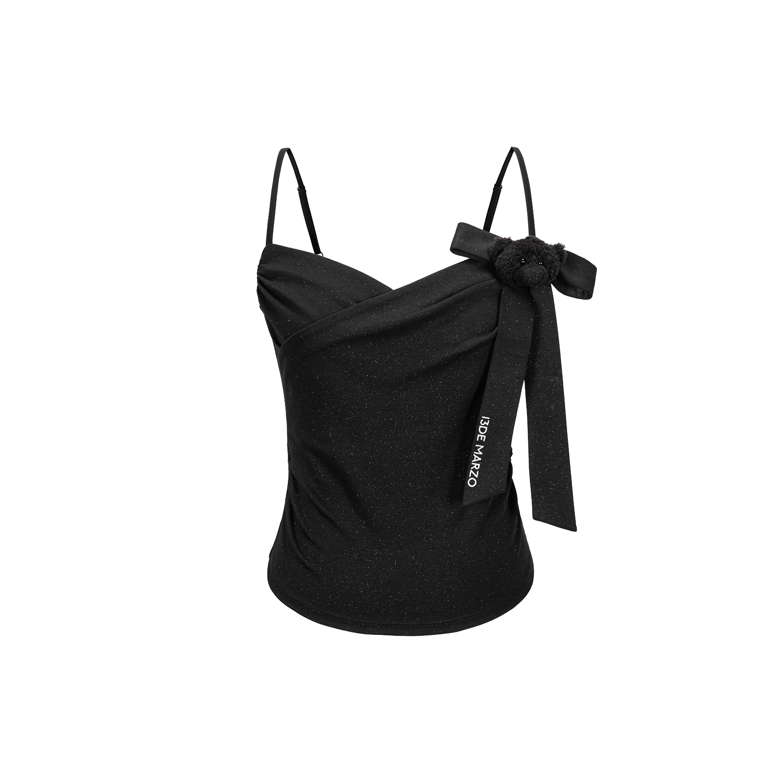 13DE MARZO Bear Shimmer Bow  Camisole Black - 13DE MARZO