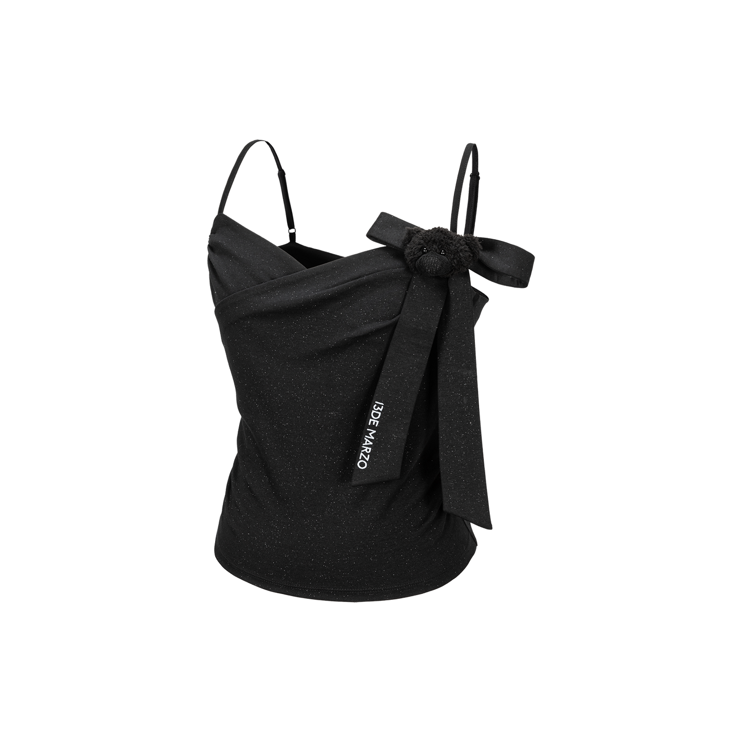 13DE MARZO Bear Shimmer Bow  Camisole Black - 13DE MARZO