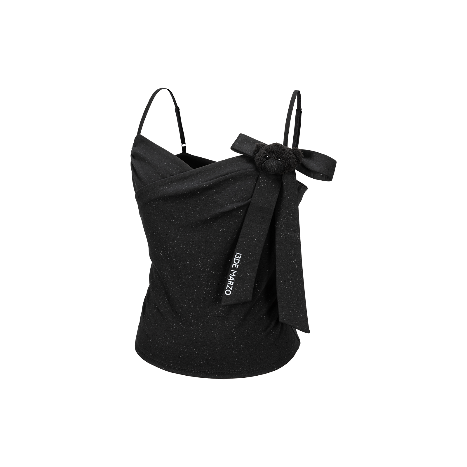 13DE MARZO Bear Shimmer Bow  Camisole Black - 13DE MARZO