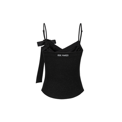 13DE MARZO Bear Shimmer Bow  Camisole Black - 13DE MARZO