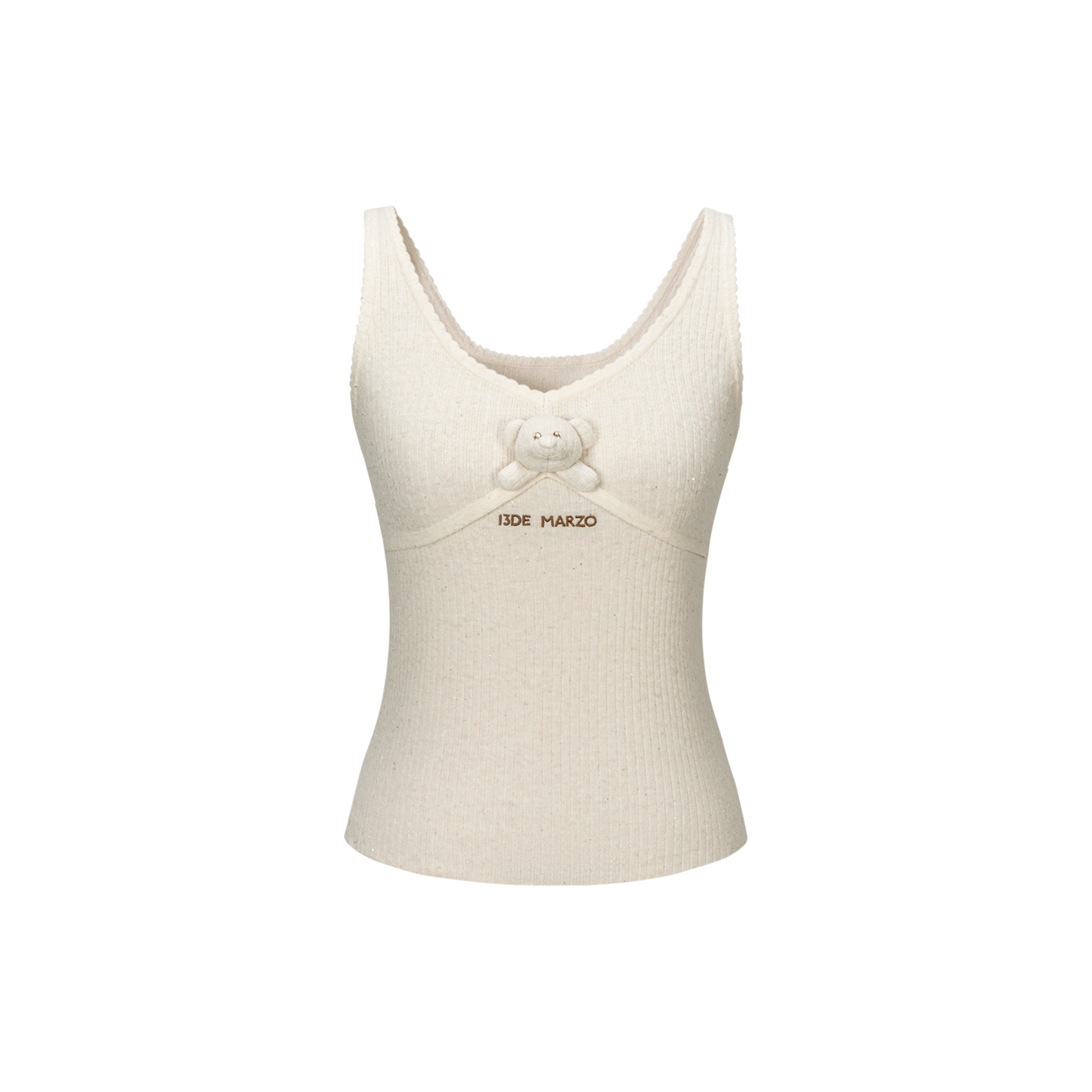 13DE MARZO Mini Bear Sequin Camisole Beige