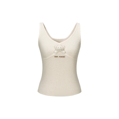 13DE MARZO Mini Bear Sequin Camisole Beige