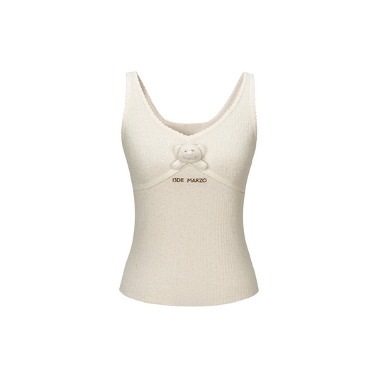 13DE MARZO Mini Bear Sequin Camisole Beige