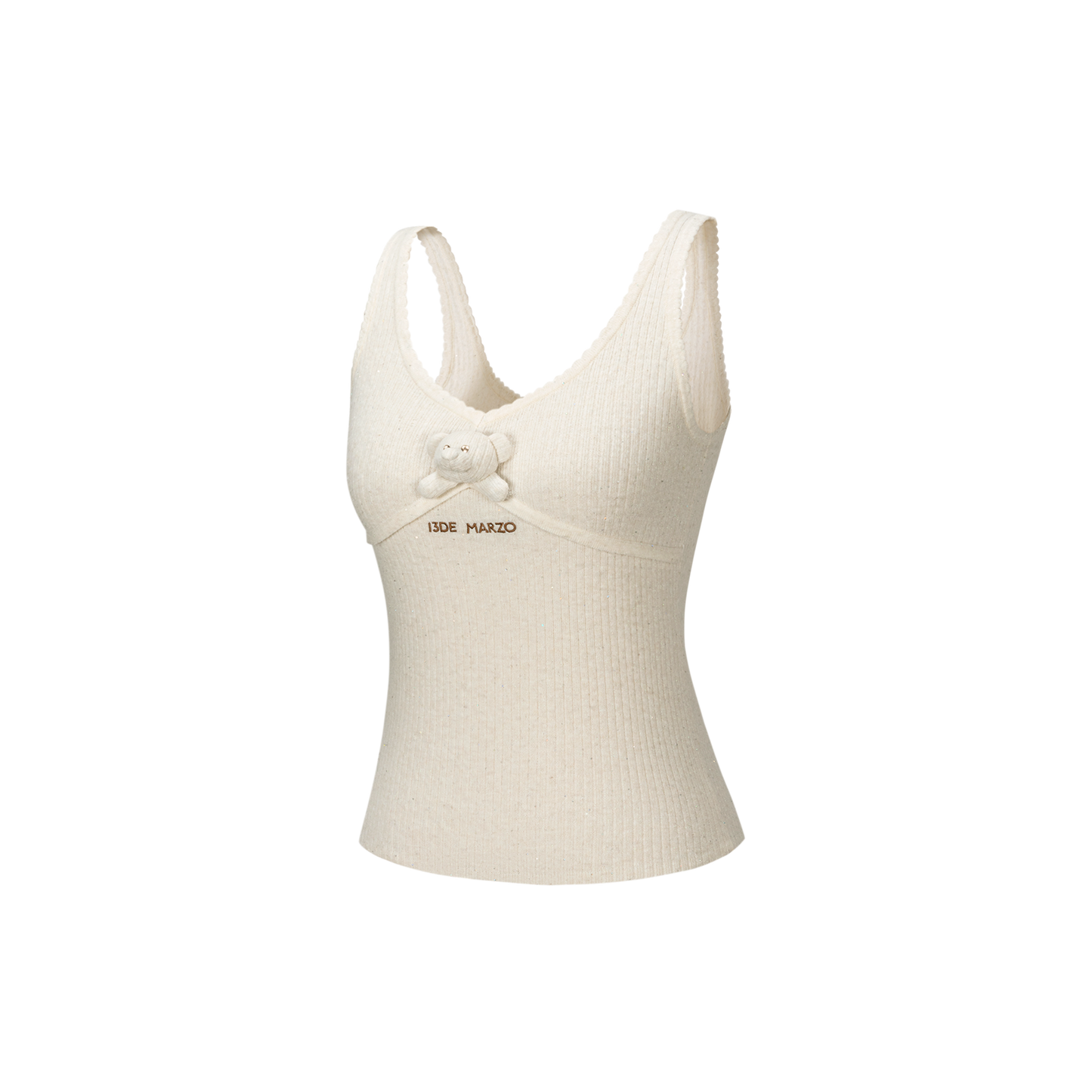 13DE MARZO Mini Bear Sequin Camisole Beige