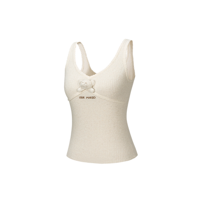 13DE MARZO Mini Bear Sequin Camisole Beige