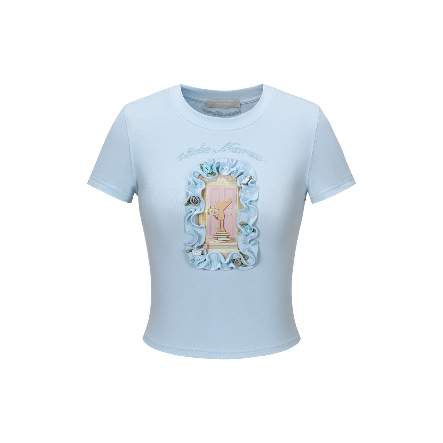 13DE MARZO Floral Illustration Tight Tee - 13DE MARZO