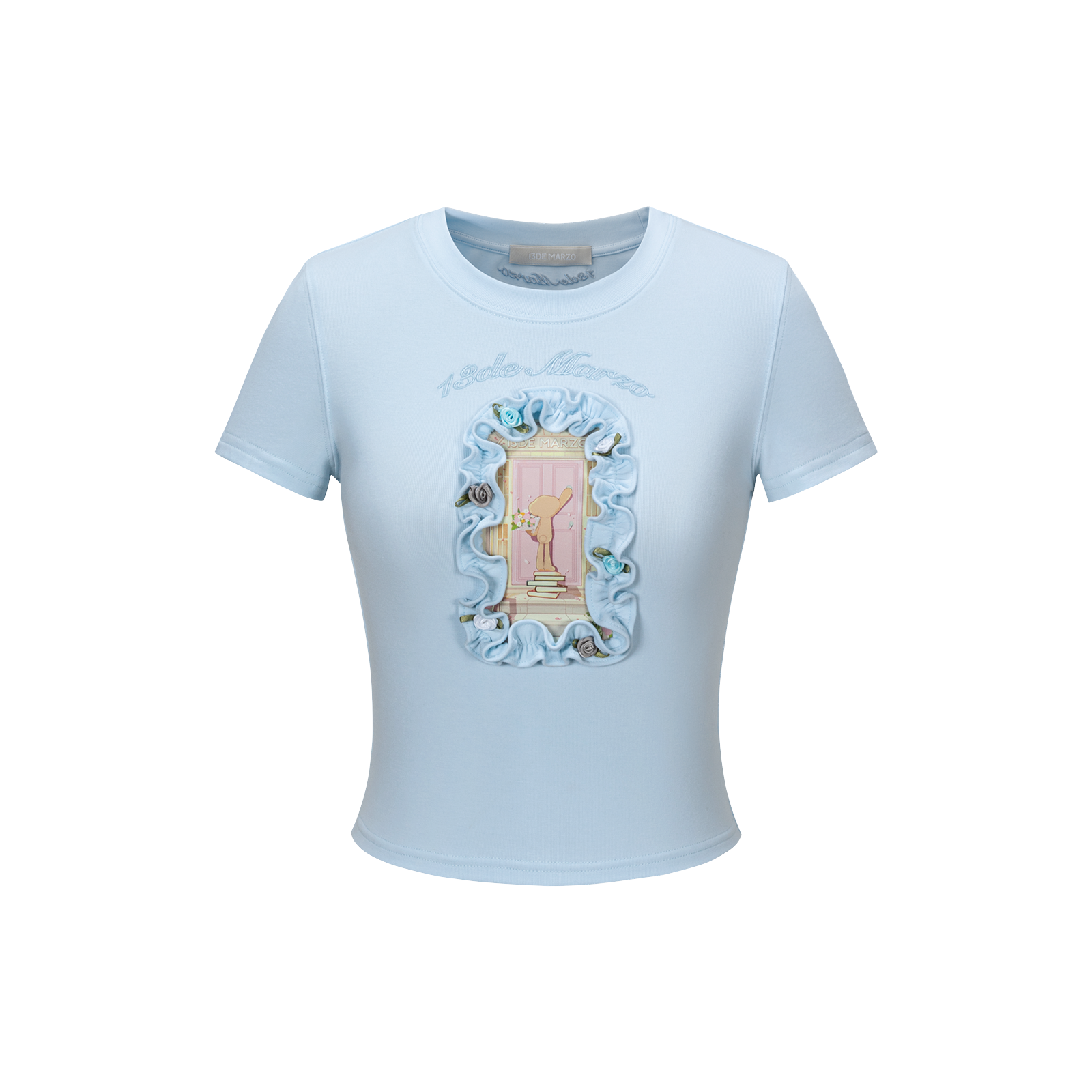 13DE MARZO Floral Illustration Tight Tee - 13DE MARZO