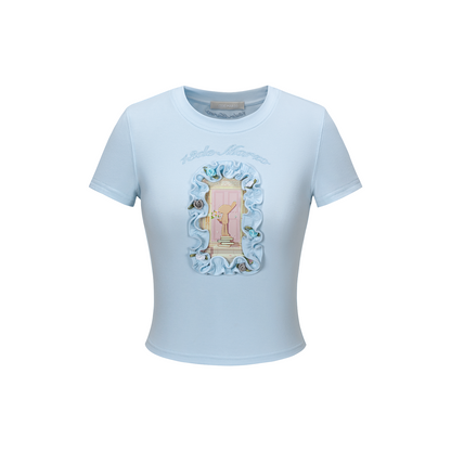 13DE MARZO Floral Illustration Tight Tee - 13DE MARZO