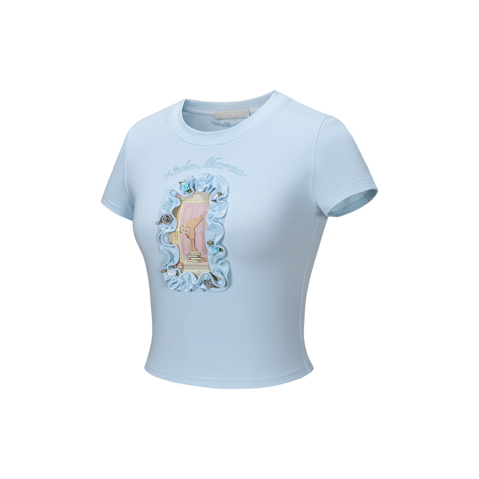 13DE MARZO Floral Illustration Tight Tee - 13DE MARZO