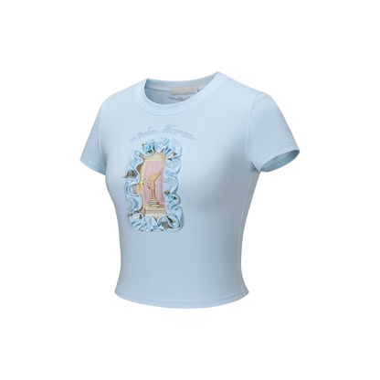 13DE MARZO Floral Illustration Tight Tee - 13DE MARZO