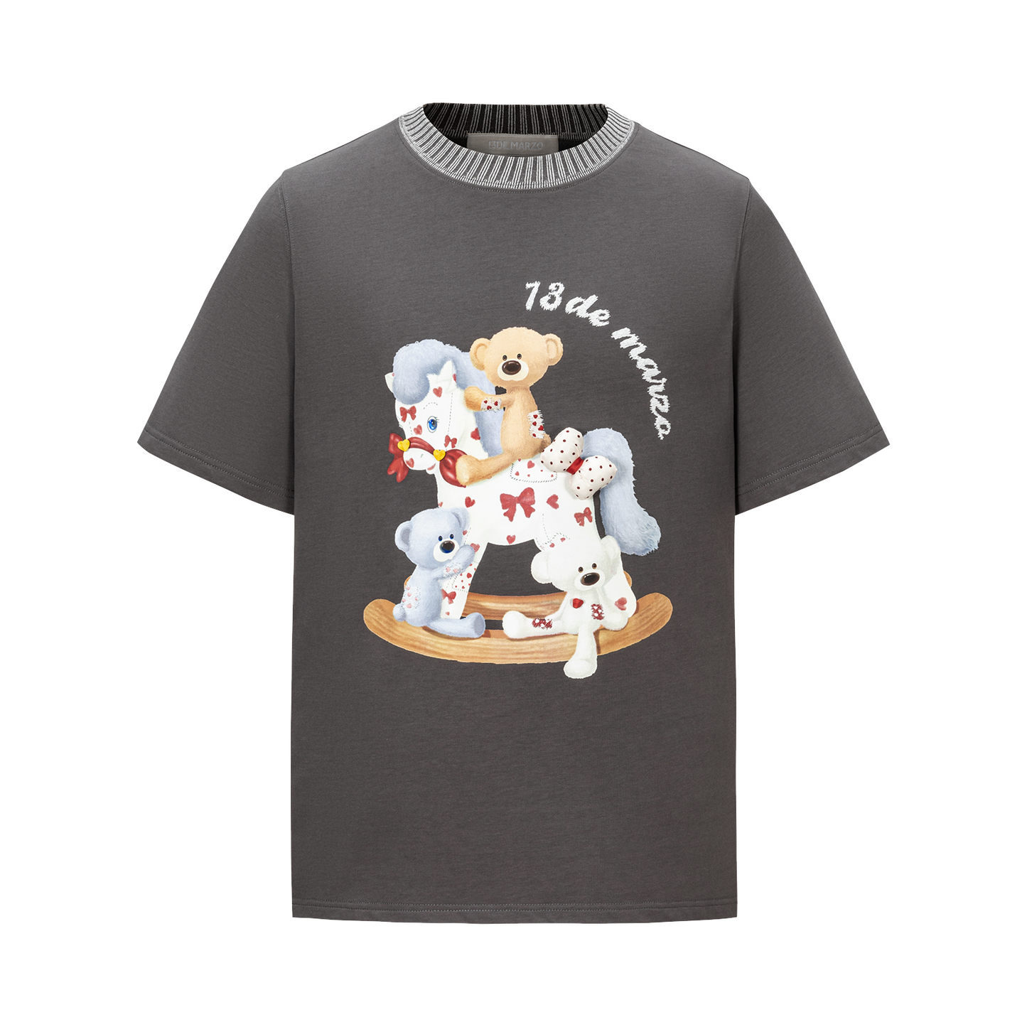 13DE MARZO Rocking Horse Print T-shirt Dark Grey - 13DE MARZO
