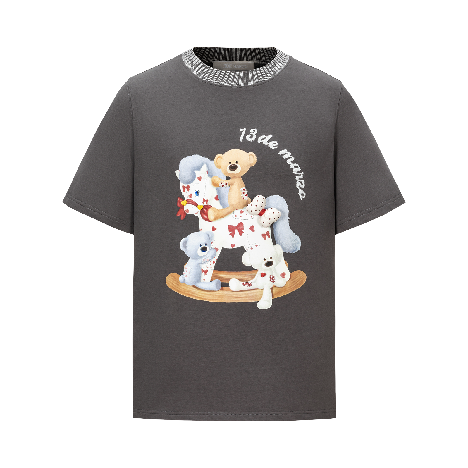 13DE MARZO Rocking Horse Print T-shirt Dark Grey - 13DE MARZO