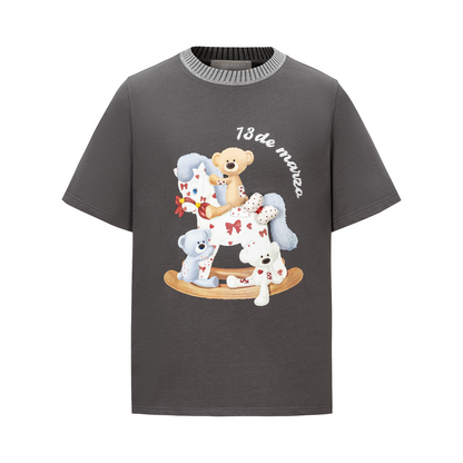 13DE MARZO Rocking Horse Print T-shirt Dark Grey - 13DE MARZO