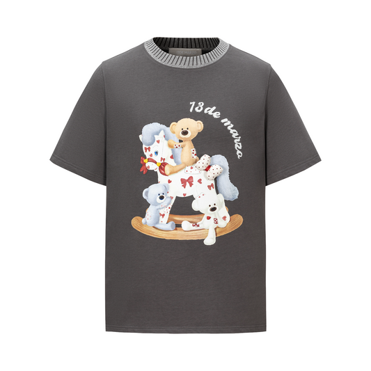 13DE MARZO Rocking Horse Print T-shirt Dark Grey - 13DE MARZO