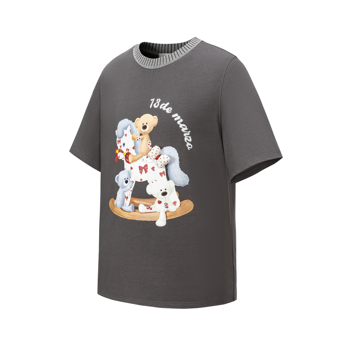 13DE MARZO Rocking Horse Print T-shirt Dark Grey - 13DE MARZO