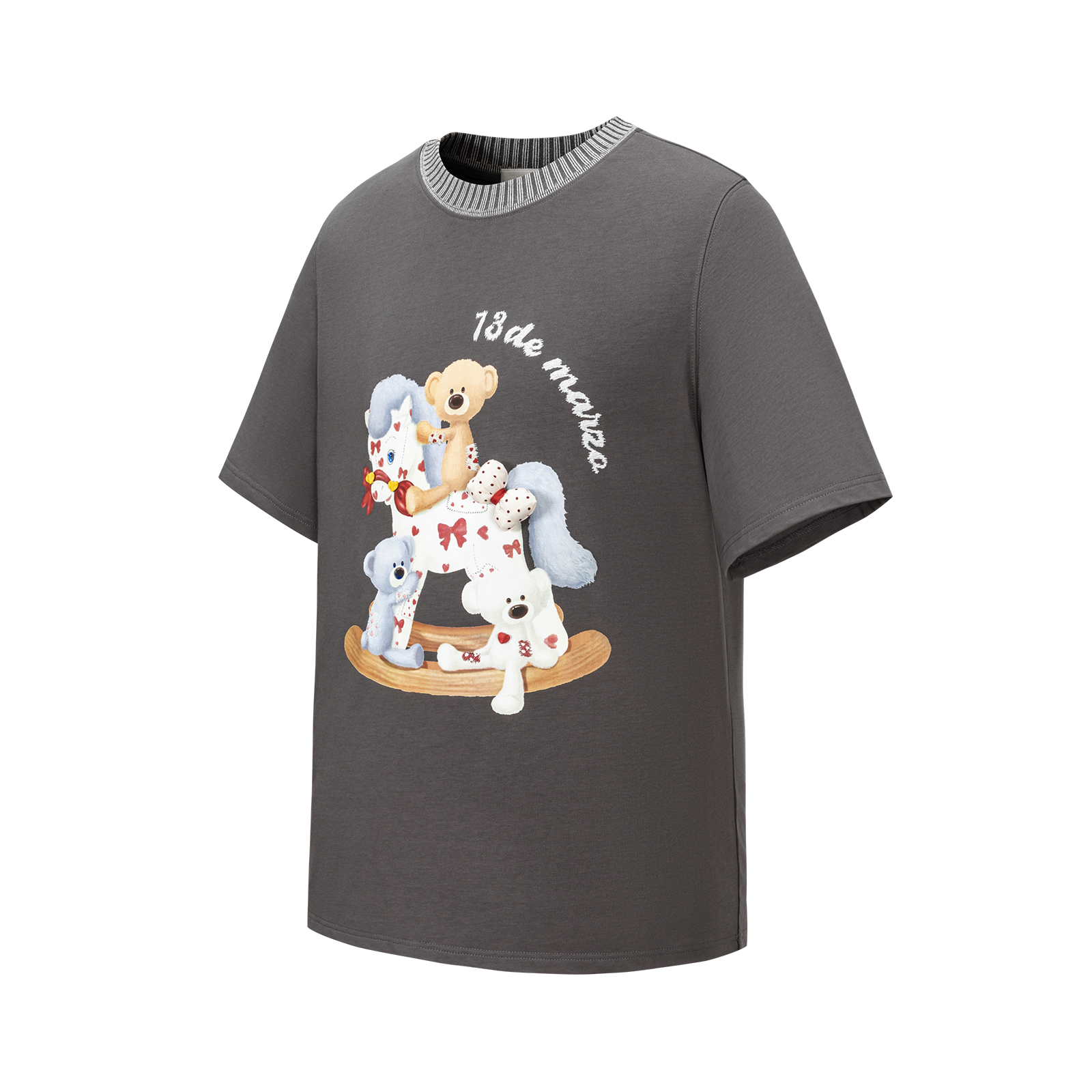 13DE MARZO Rocking Horse Print T-shirt Dark Grey - 13DE MARZO