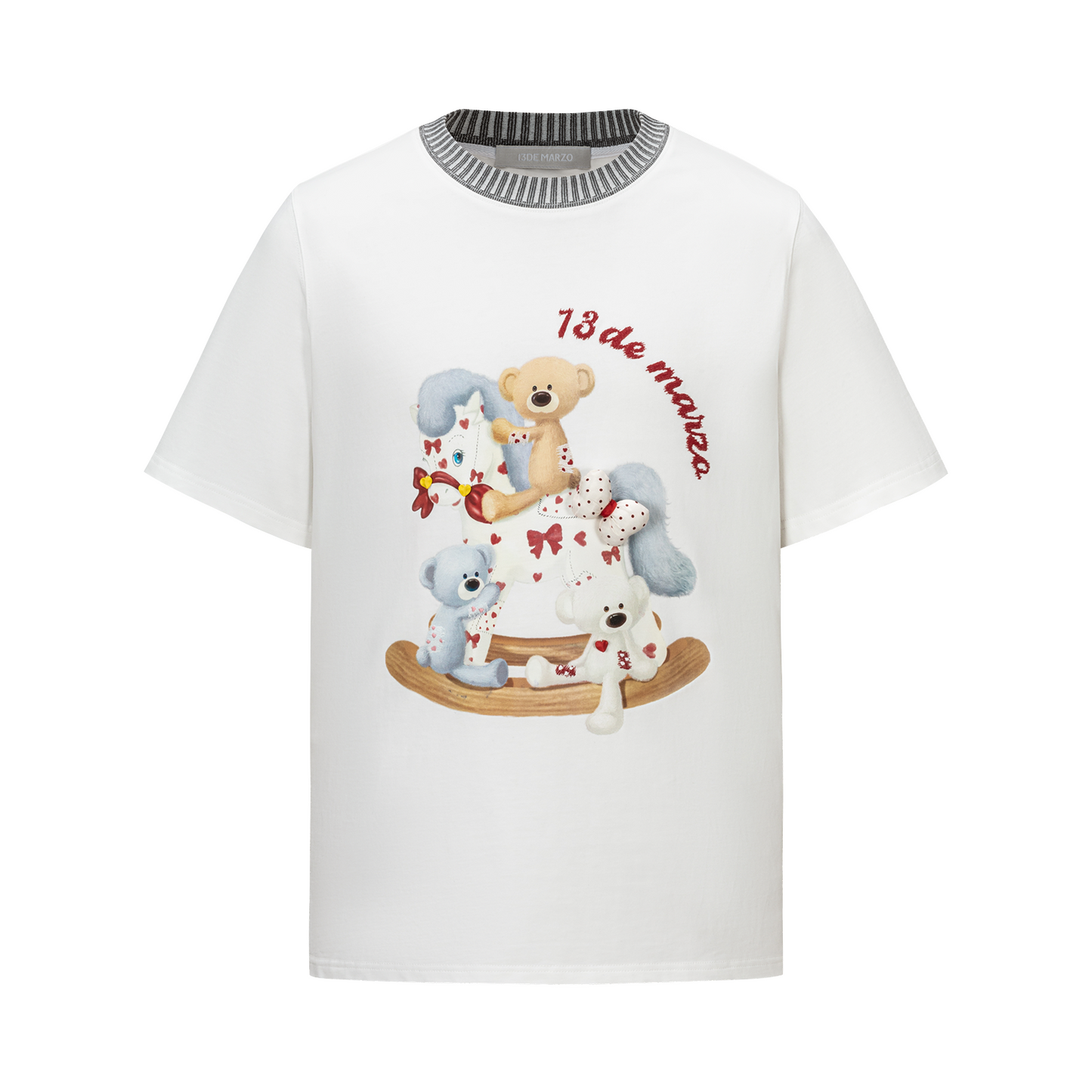 13DE MARZO Rocking Horse Print T-shirt White - 13DE MARZO