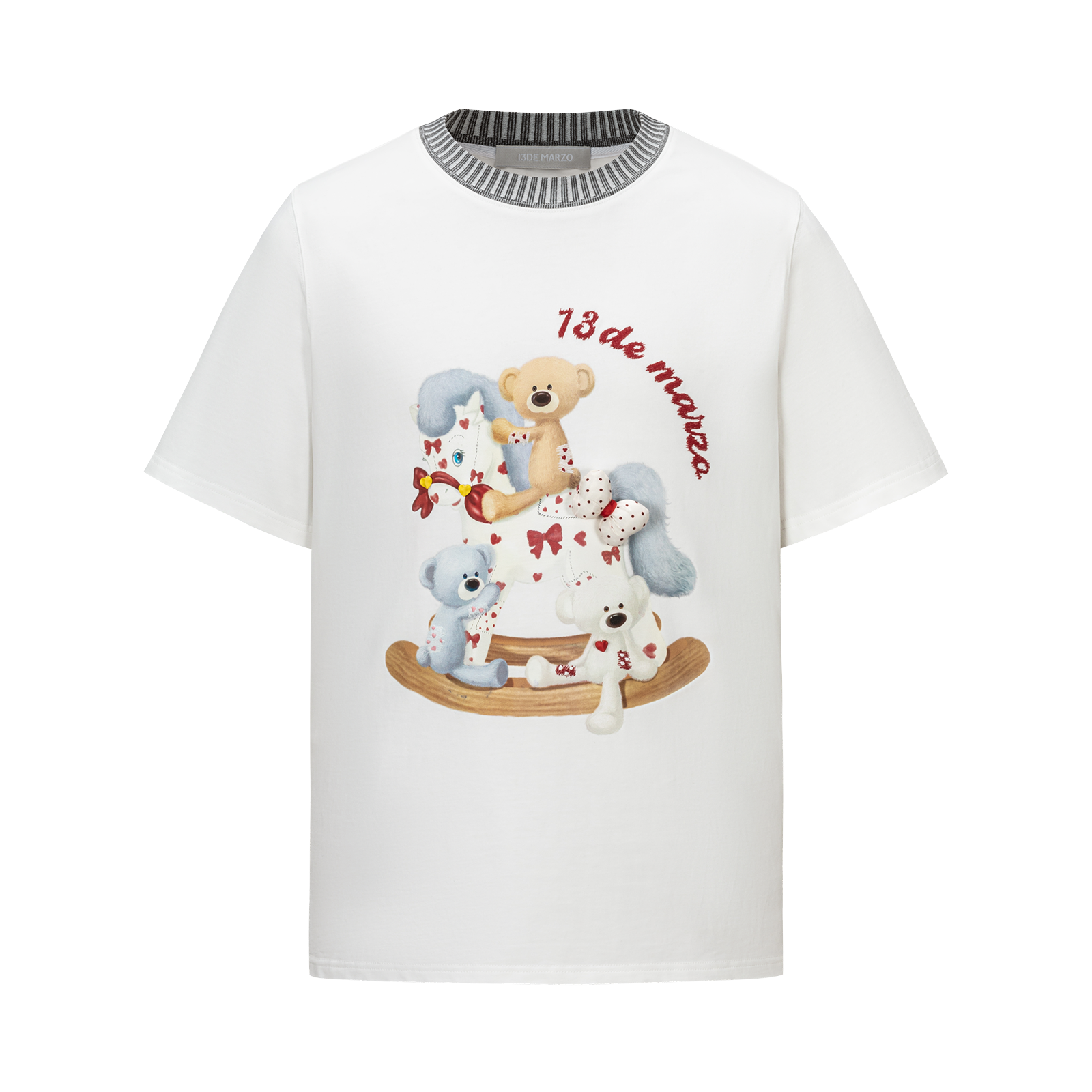 13DE MARZO Rocking Horse Print T-shirt White - 13DE MARZO