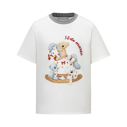 13DE MARZO Rocking Horse Print T-shirt White - 13DE MARZO