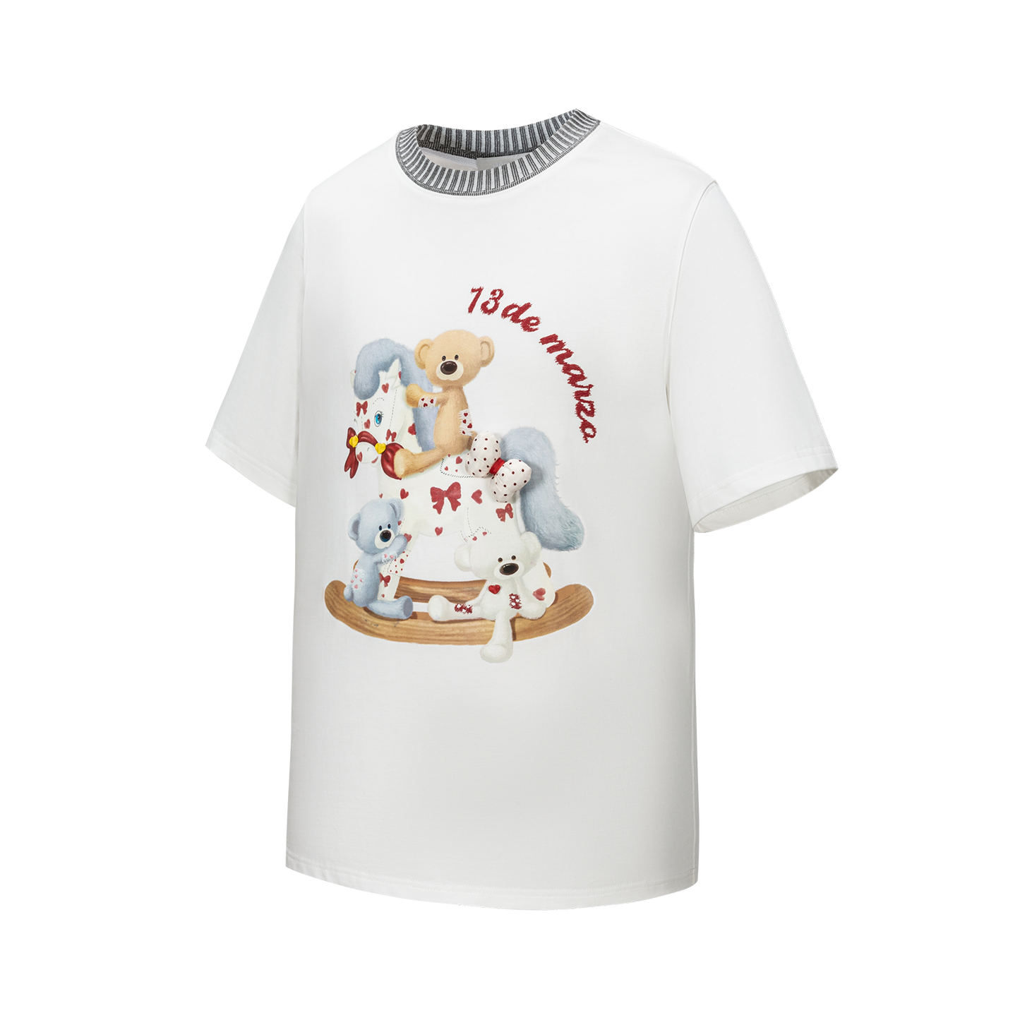 13DE MARZO Rocking Horse Print T-shirt White - 13DE MARZO