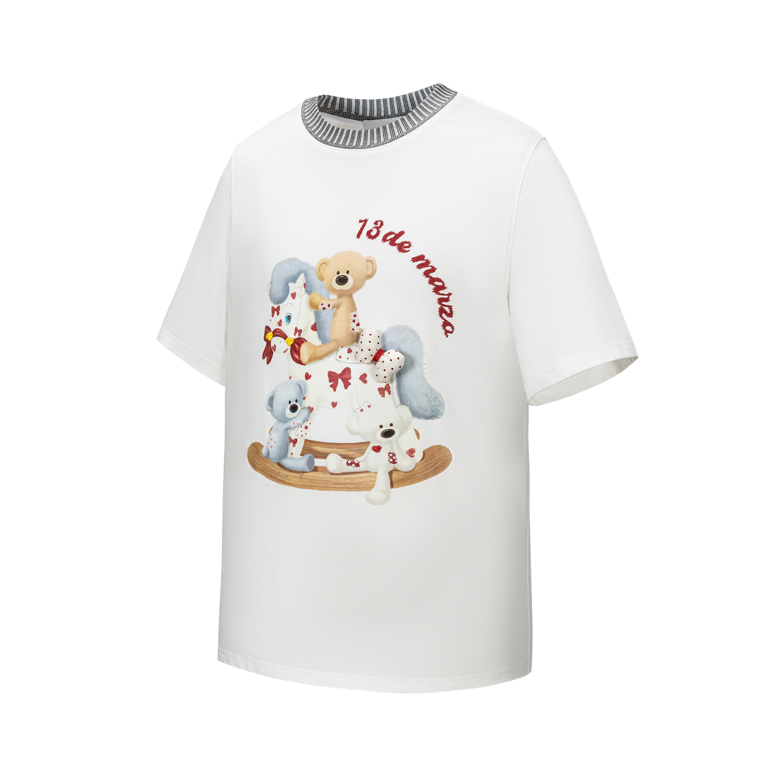 13DE MARZO Rocking Horse Print T-shirt White - 13DE MARZO