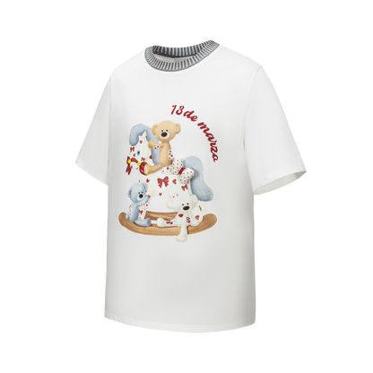 13DE MARZO Rocking Horse Print T-shirt White - 13DE MARZO