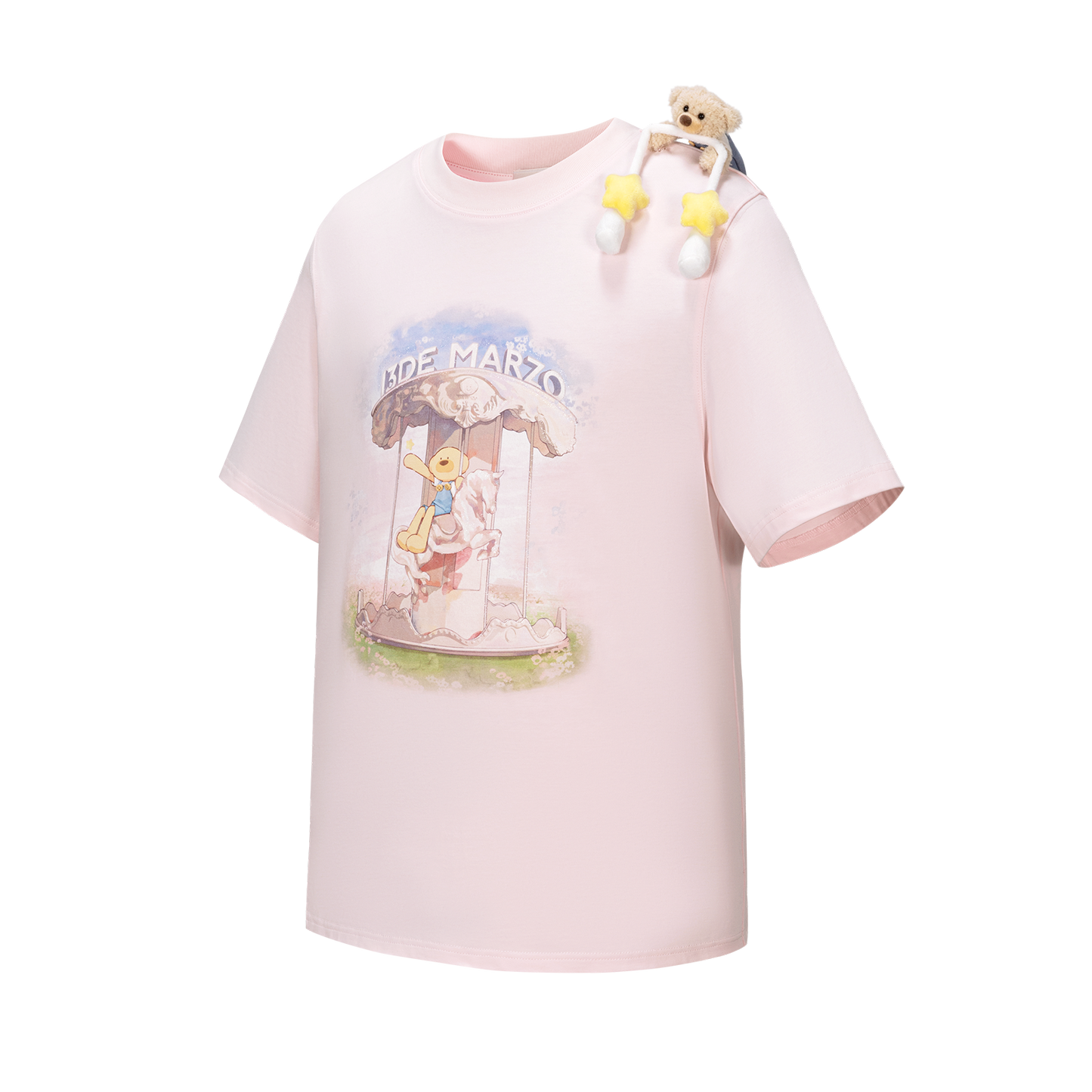 13DE MARZO Carousel Bear Printed T-shirt Pink - 13DE MARZO