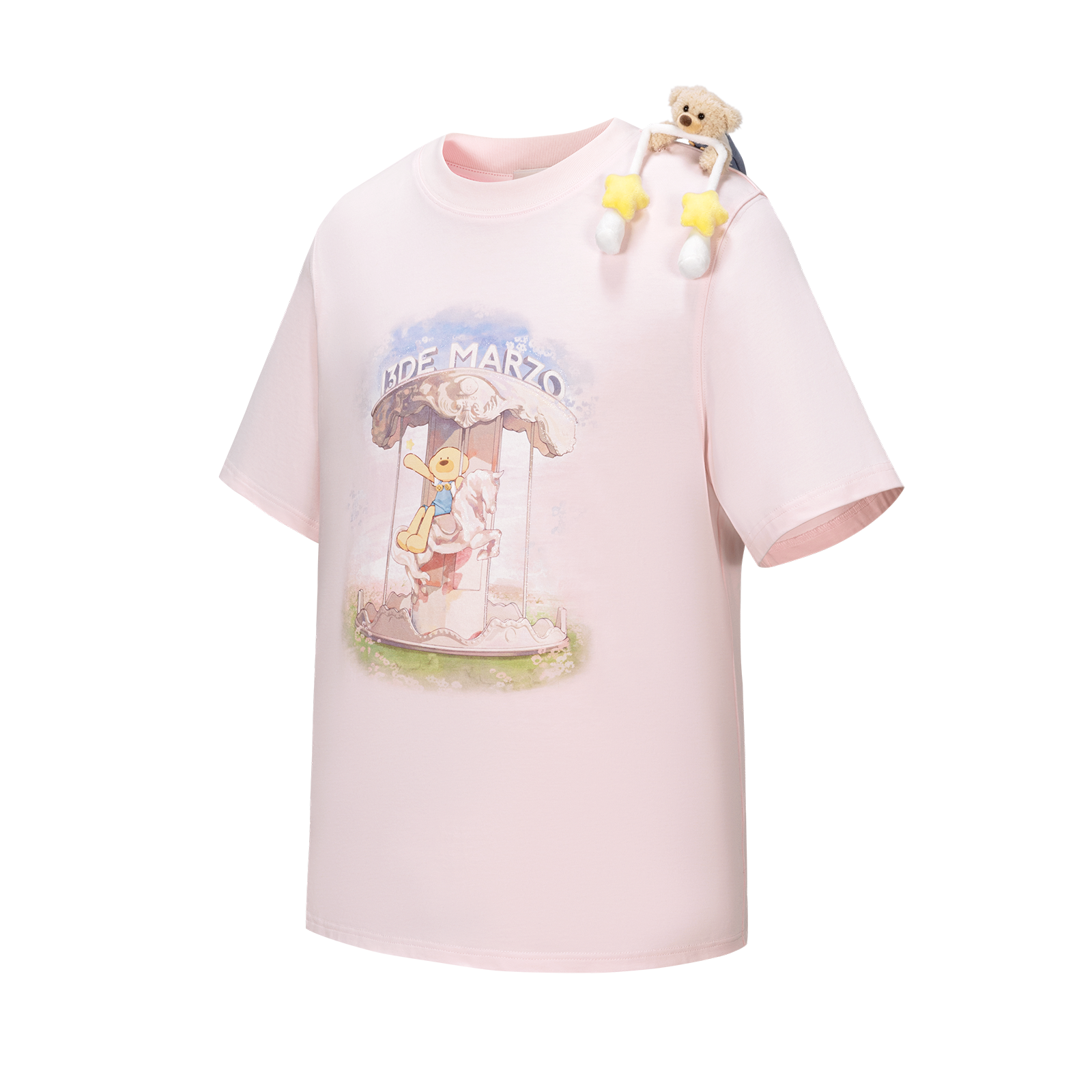 13DE MARZO Carousel Bear Printed T-shirt Pink - 13DE MARZO