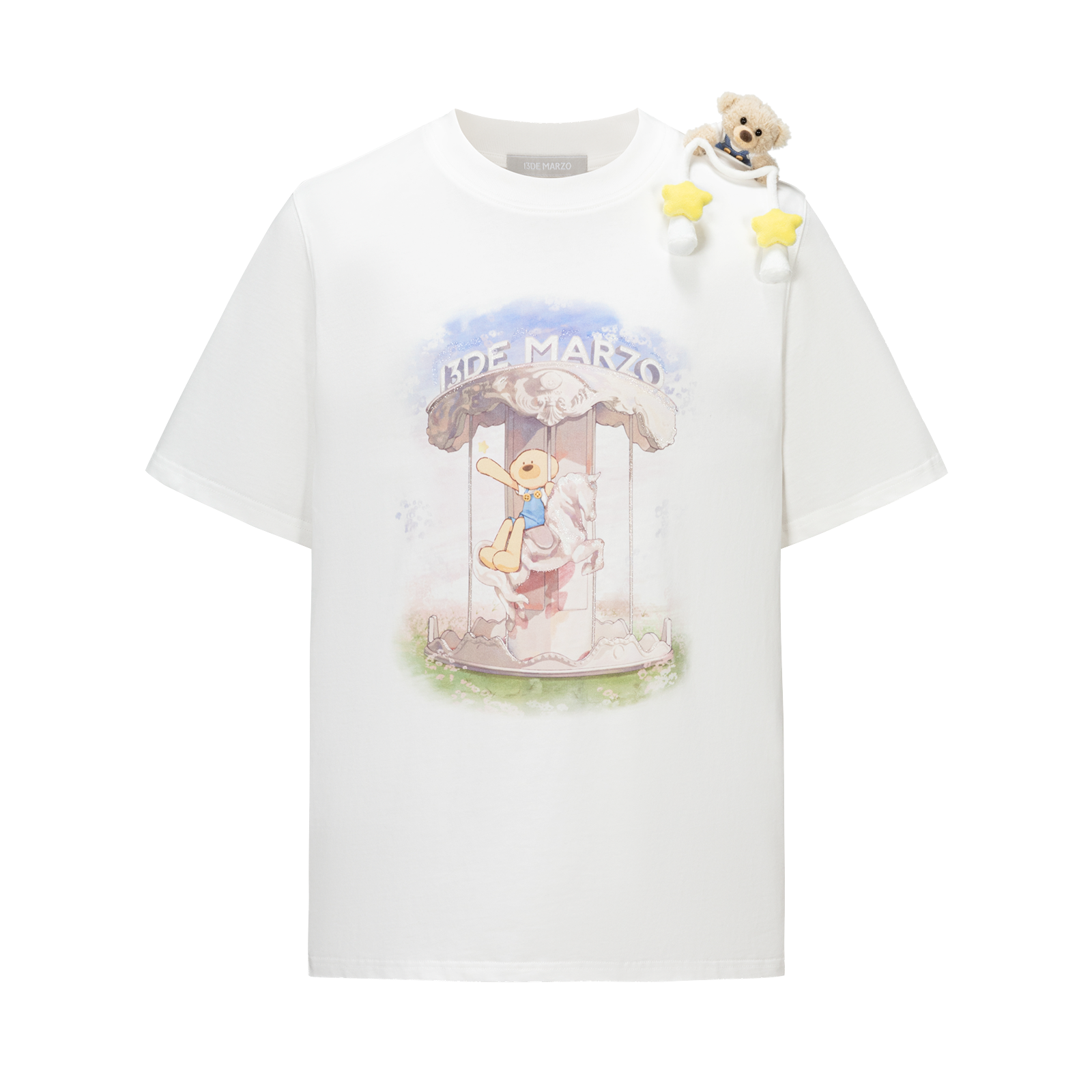 13DE MARZO Carousel Bear Printed T-shirt White - 13DE MARZO