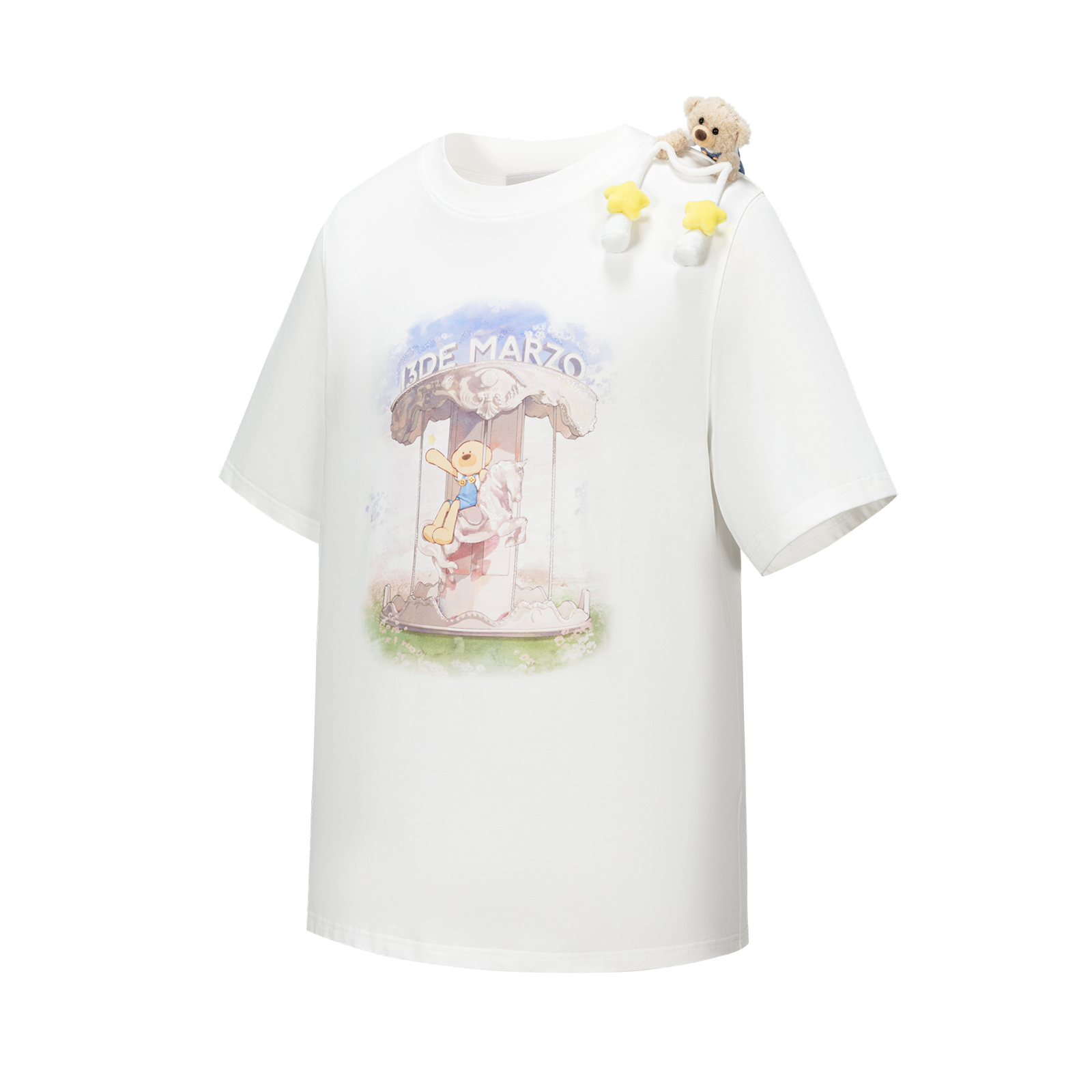 13DE MARZO Carousel Bear Printed T-shirt White - 13DE MARZO