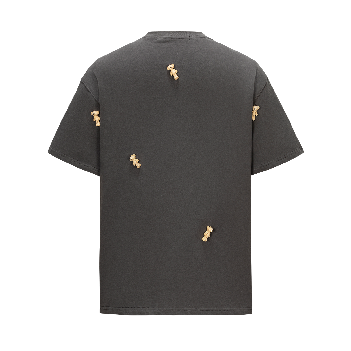 13DE MARZO Mini Flocked Bear T-shirt Dark Grey - 13DE MARZO