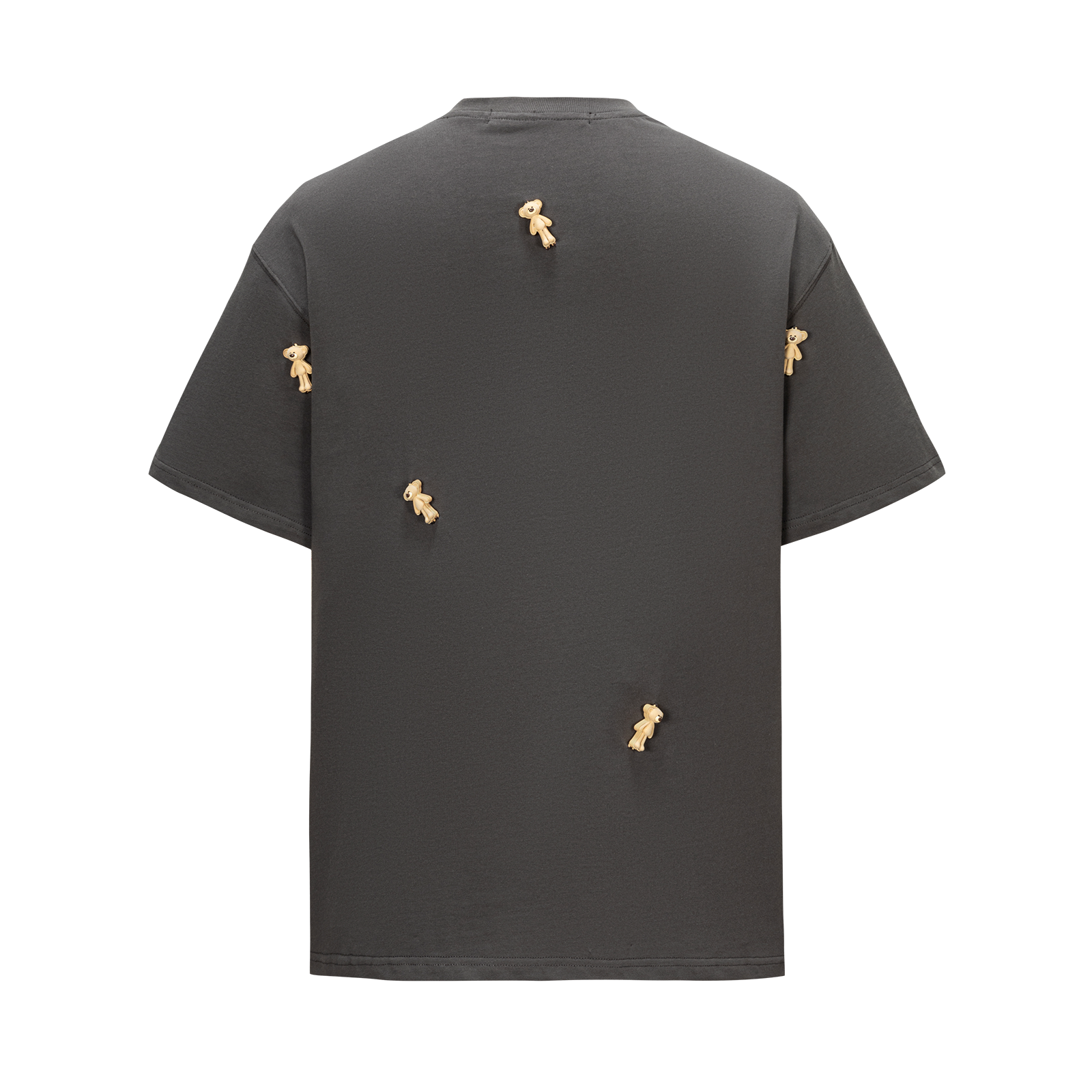 13DE MARZO Mini Flocked Bear T-shirt Dark Grey - 13DE MARZO