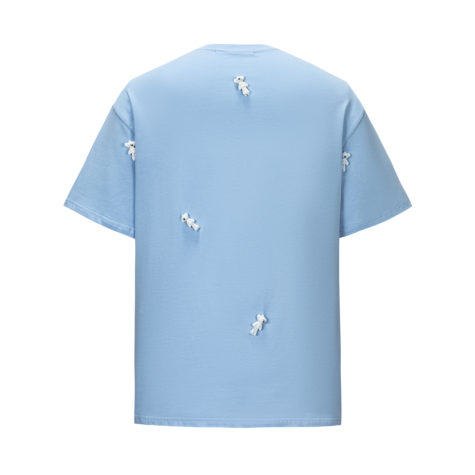 13DE MARZO Mini Flocked Bear T-shirt Blue - 13DE MARZO