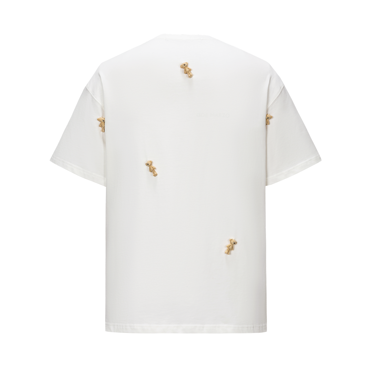 13DE MARZO Mini Flocked Bear T-shirt Beige - 13DE MARZO
