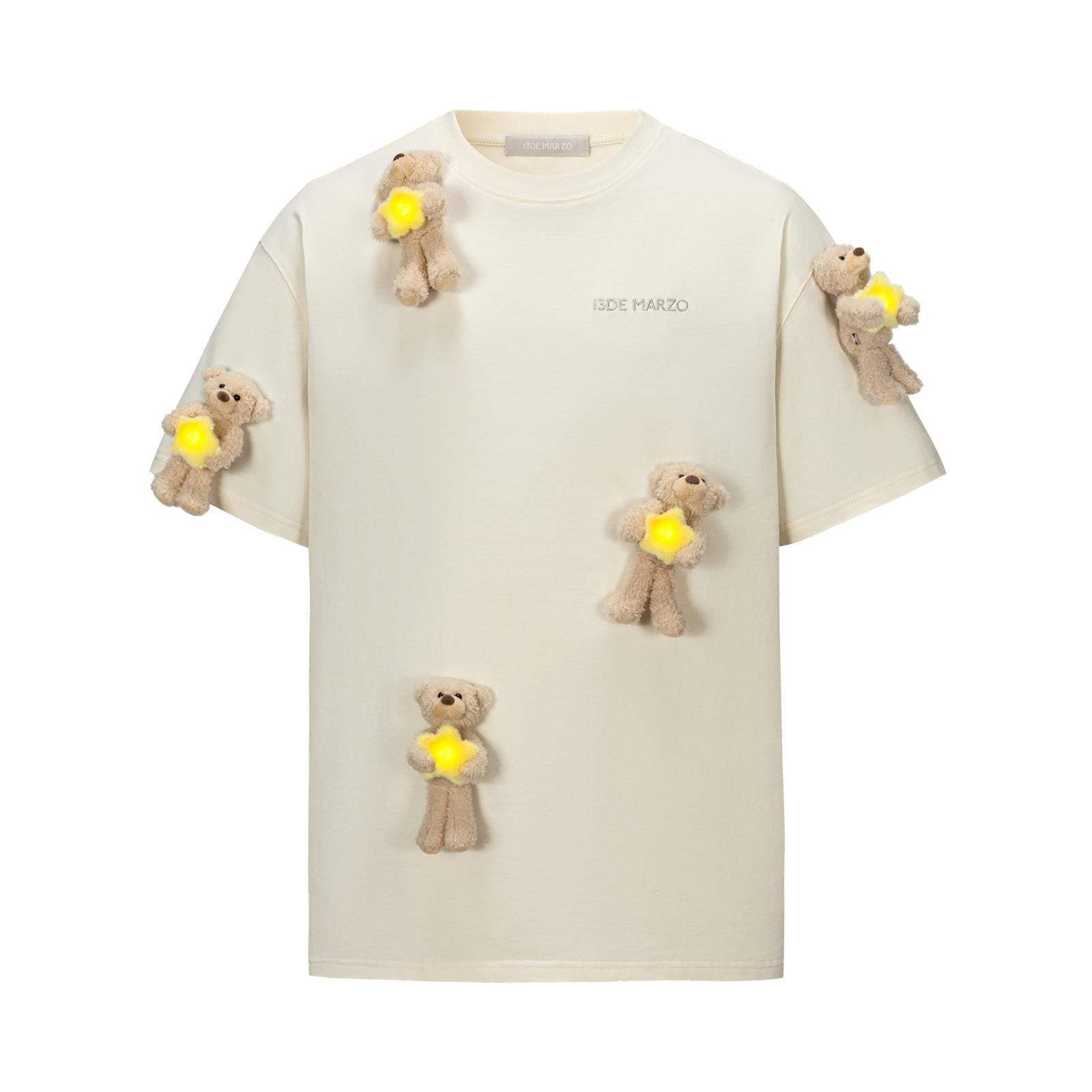 13DE MARZO Lumi Star Bear T-shirt Beige - 13DE MARZO