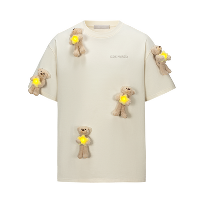 13DE MARZO Lumi Star Bear T-shirt Beige - 13DE MARZO