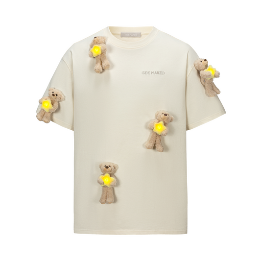 13DE MARZO Lumi Star Bear T-shirt Beige - 13DE MARZO