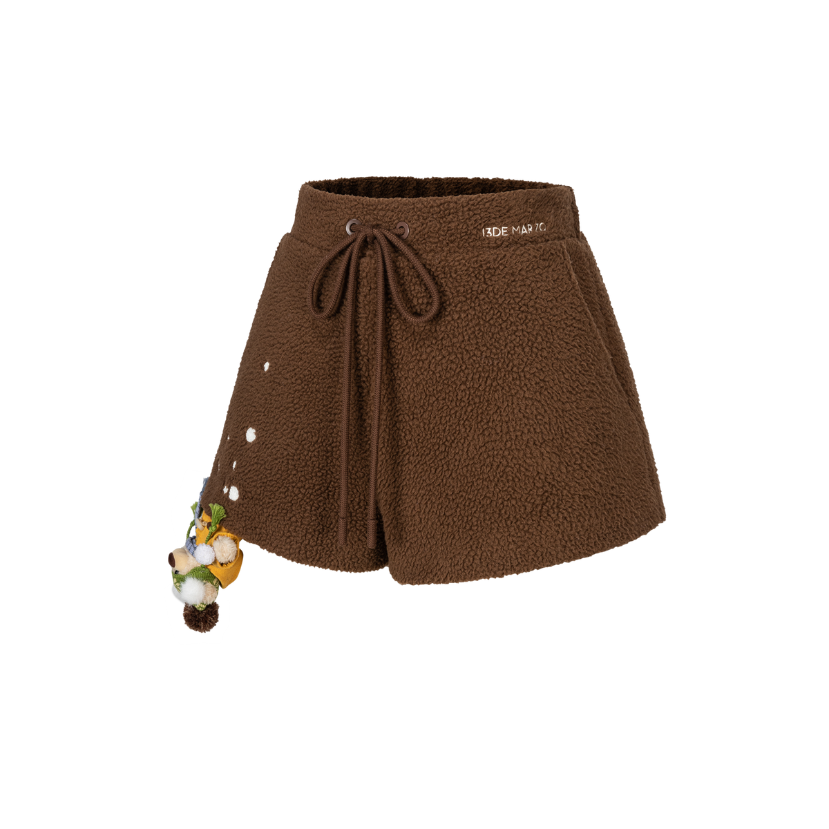 13DE MARZO Snow Bear Polar Fleece Shorts Brown - 13DE MARZO