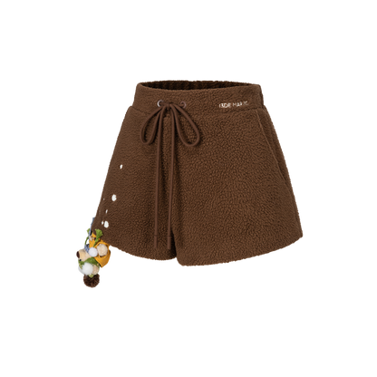 13DE MARZO Snow Bear Polar Fleece Shorts Brown - 13DE MARZO