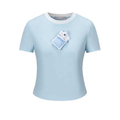13DE MARZO Nighty Night Bear Tight Tee Blue