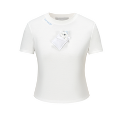 13DE MARZO Nighty Night Bear Tight Tee White