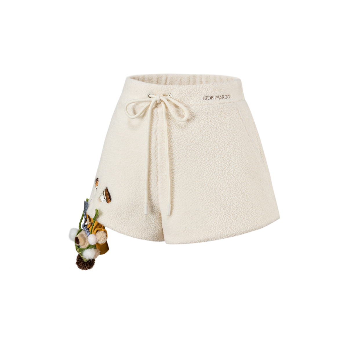 13DE MARZO Snow Bear Polar Fleece Shorts Beige - 13DE MARZO