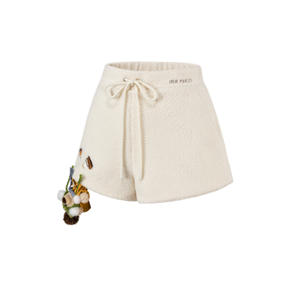 13DE MARZO Snow Bear Polar Fleece Shorts Beige - 13DE MARZO