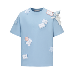 13DE MARZO Nighty Night Bear Pillow Oversized T-shirt Blue