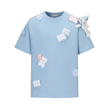 13DE MARZO Nighty Night Bear Pillow Oversized T-shirt Blue