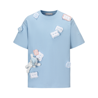 13DE MARZO Nighty Night Bear Pillow Oversized T-shirt Blue