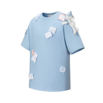 13DE MARZO Nighty Night Bear Pillow Oversized T-shirt Blue
